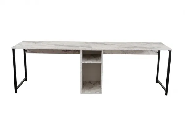 Kalune Design Kancelářská sestava pro 2 osoby TWIN bílý mramor/černá