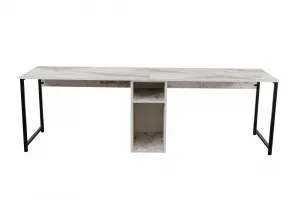 Kalune Design Kancelářská sestava pro 2 osoby TWIN bílý mramor/černá
