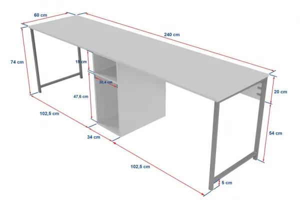 Kalune Design Kancelářská sestava pro 2 osoby TWIN bílý mramor/černá