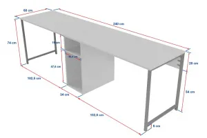 Kalune Design Kancelářská sestava pro 2 osoby TWIN bílý mramor/černá