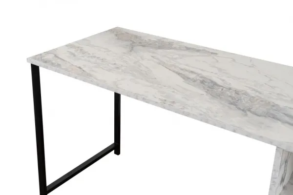 Kalune Design Kancelářská sestava pro 2 osoby TWIN bílý mramor/černá