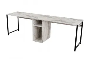 Kalune Design Kancelářská sestava pro 2 osoby TWIN bílý mramor/černá