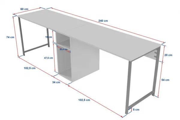 Kalune Design Kancelářská sestava pro 2 osoby TWIN borovice atlantská/černá