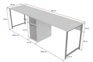 Kalune Design Kancelářská sestava pro 2 osoby TWIN borovice atlantská/černá