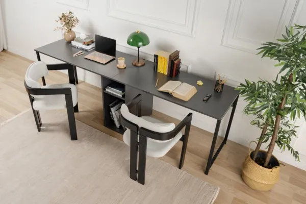 Kalune Design Kancelářská sestava pro 2 osoby TWIN antracitová