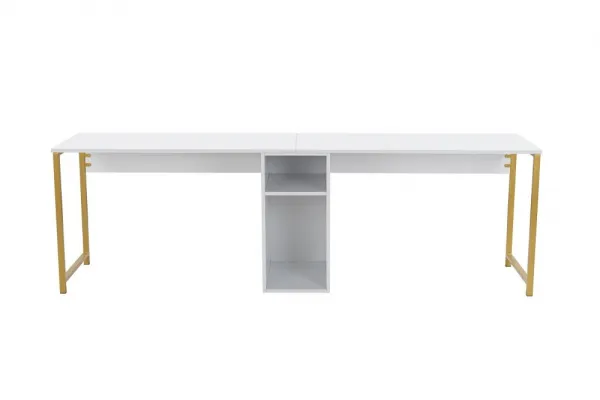 Kalune Design Kancelářská sestava pro 2 osoby TWIN bílá/zlatá