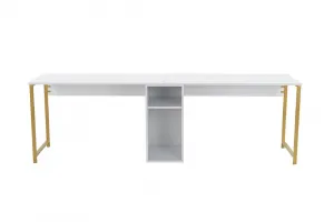 Kalune Design Kancelářská sestava pro 2 osoby TWIN bílá/zlatá