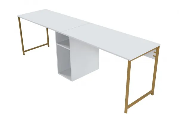 Kalune Design Kancelářská sestava pro 2 osoby TWIN bílá/zlatá