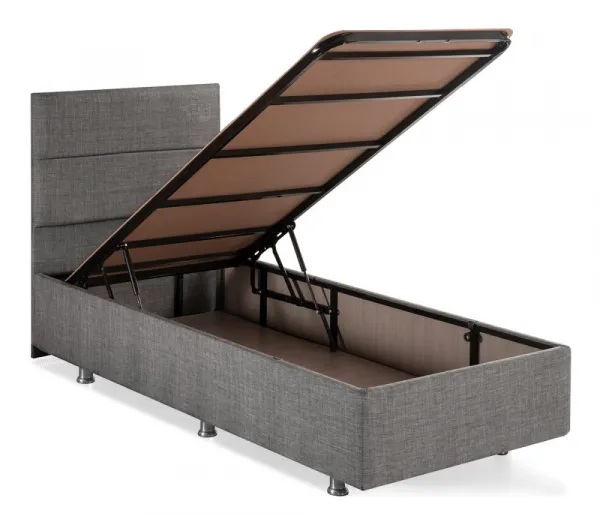 Single Mattress, Base & Headboard Silver - Grey (100 x 200)