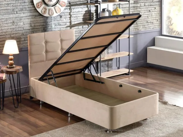 Rám jednolôžkovej postele s čelom Polo - Light Brown (100 x 200)