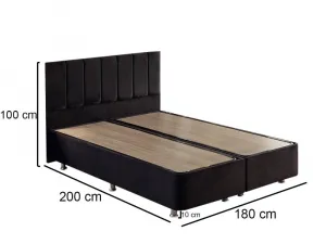Rám manželskej postele s čelom Ela Double - Black (180 x 200)