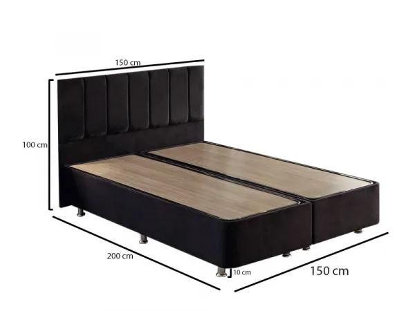 Rám manželskej postele s čelom Ela Double - Black (150 x 200)
