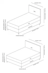 Rám manželskej postele s čelom Motya 150 x 200 - Light Grey