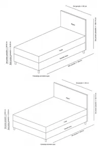 Rám manželskej postele s čelom Vitalia 140 x 200 - Anthracite
