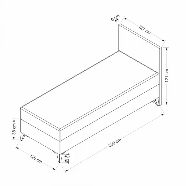 Rám manželskej postele s čelom Abella 120 x 200 - Grey