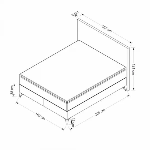 Rám manželskej postele s čelom Abella 160 x 200 - Grey
