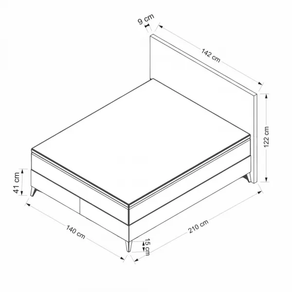 Rám manželskej postele s čelom Fresh 140 x 200 - Grey