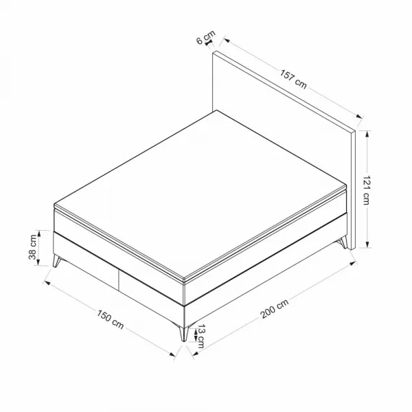 Rám manželskej postele s čelom Abella 150 x 200 - Grey