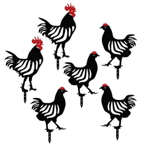 Súprava dekoratívnych kovových doplnkov do záhrady Chicken Family 6