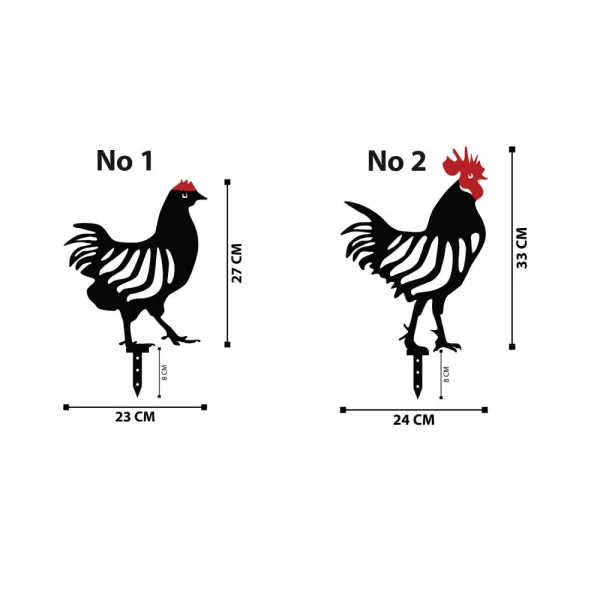 Súprava dekoratívnych kovových doplnkov do záhrady Chicken Family 6