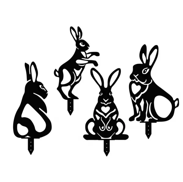 Súprava dekoratívnych kovových doplnkov do záhrady Rabbits