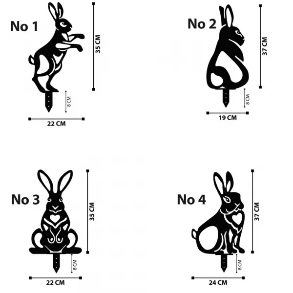 Súprava dekoratívnych kovových doplnkov do záhrady Rabbits
