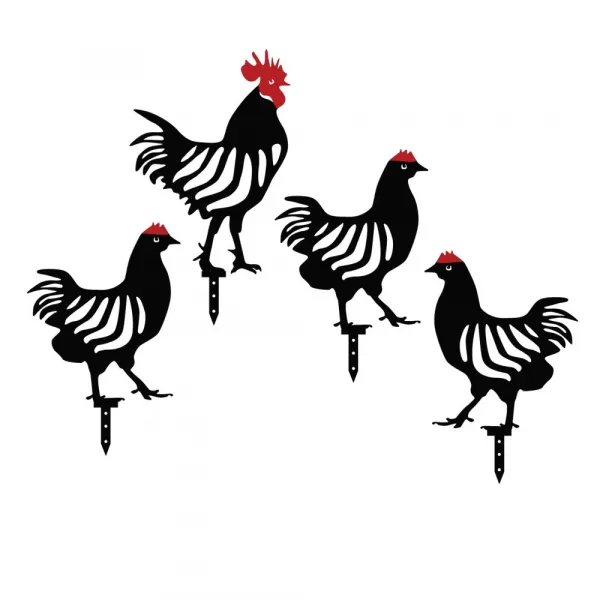 Súprava dekoratívnych kovových doplnkov do záhrady Chicken Family 4
