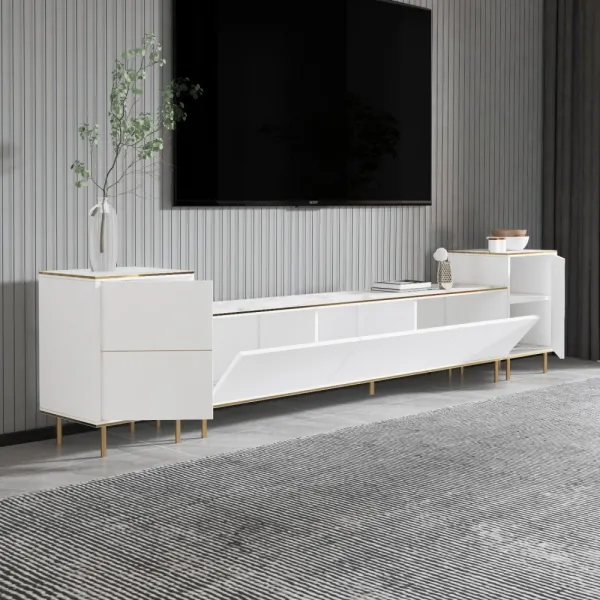 TV skrinka / Obývacia stena Imaj - Marble, White