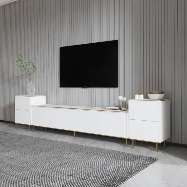 TV skrinka / Obývacia stena Imaj - Marble, White