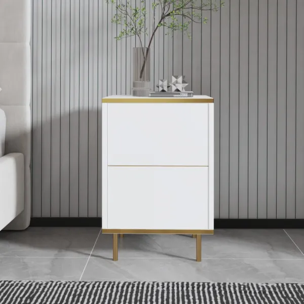 Nočný stolík Imaj - White, Gold