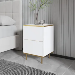 Nočný stolík Imaj - White, Gold