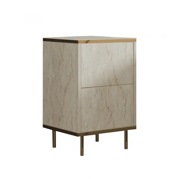 Nočný stolík Imaj - Travertine, Gold - POSLEDNÉ 2 KUSY