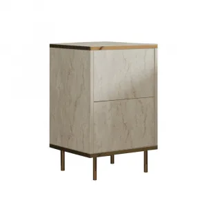 Nočný stolík Imaj - Travertine, Gold - POSLEDNÉ 2 KUSY