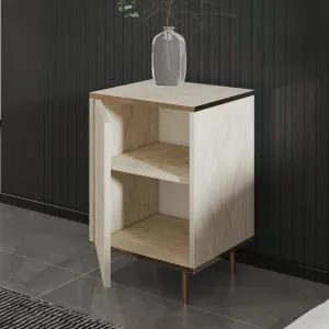 Nočný stolík Imaj - Travertine, Gold - POSLEDNÉ 2 KUSY