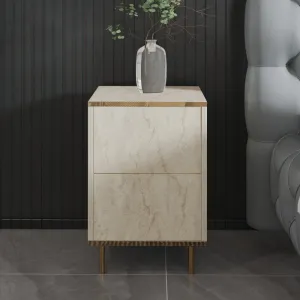 Nočný stolík Imaj - Travertine, Gold - POSLEDNÉ 2 KUSY