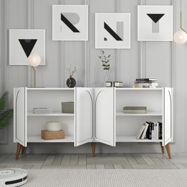 Konzolový stolík Lyon 81 - White, Walnut