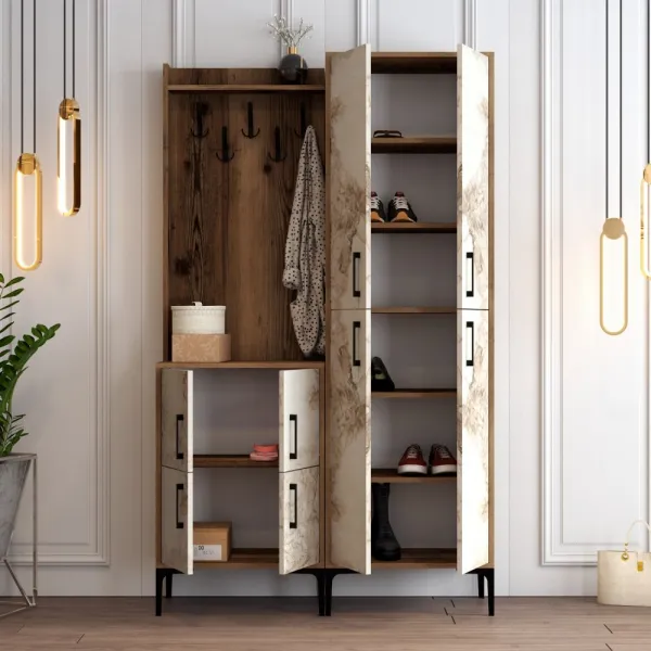 Predsieňová stena Berlin BA - Walnut, White Marble