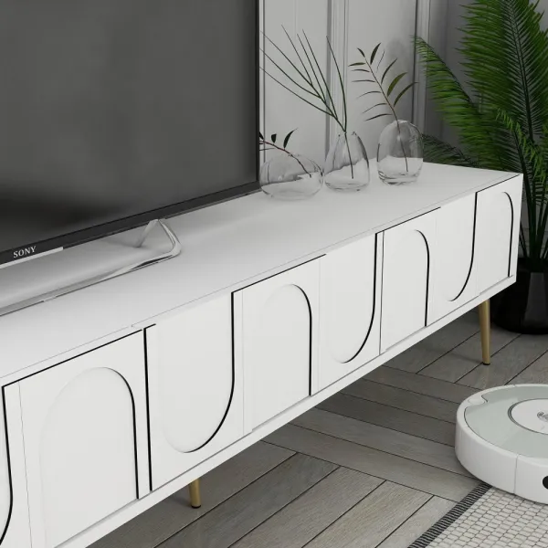 TV stolík Lyon 43 - White, Gold