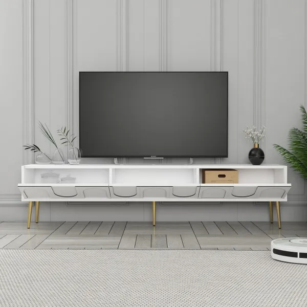 TV stolík Lyon 43 - White, Gold