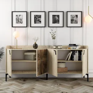 Konzolový stolík Venedik - Walnut, Travertine