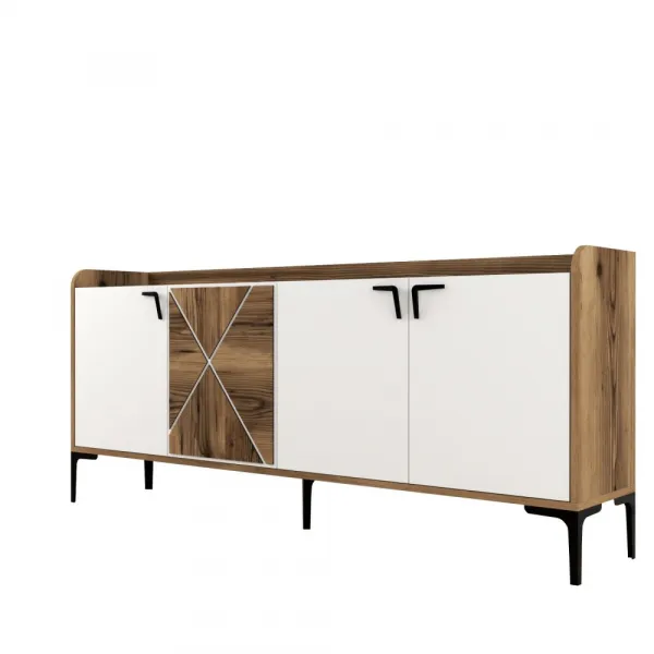 Konzolový stolík Venedik - Walnut, White