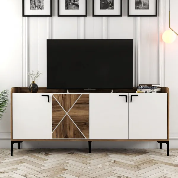 Konzolový stolík Venedik - Walnut, White