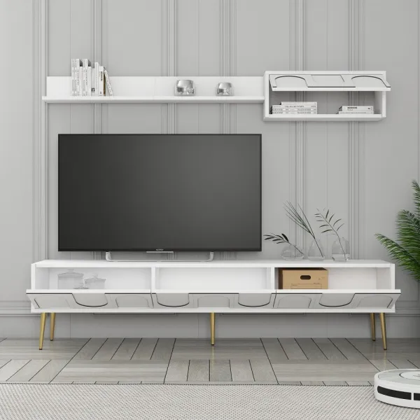 TV skrinka / Obývacia stena Lyon 2 - White, Gold