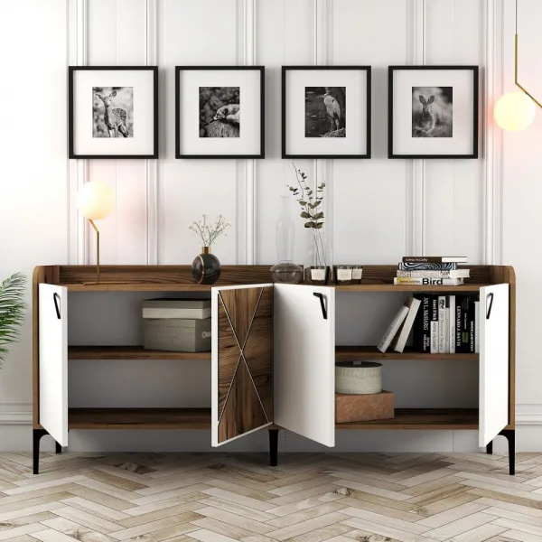 Konzolový stolík Venedik - Walnut, White