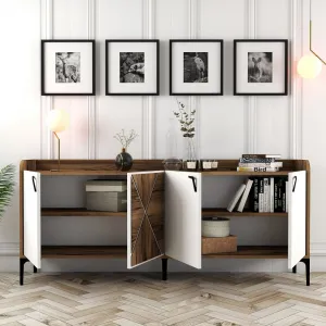 Konzolový stolík Venedik - Walnut, White