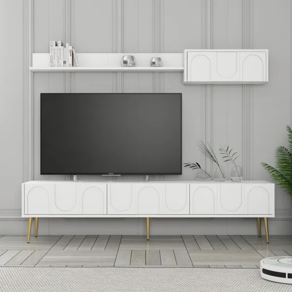 TV skrinka / Obývacia stena Lyon 2 - White, Gold