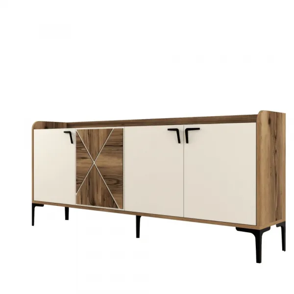 Konzolový stolík Venedik - Walnut, Cream
