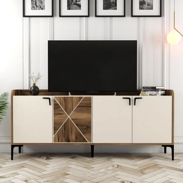 Konzolový stolík Venedik - Walnut, Cream
