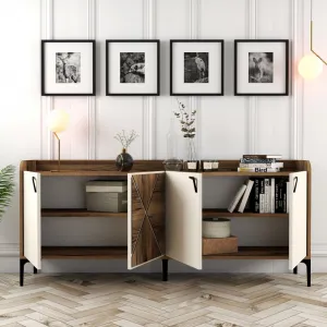 Konzolový stolík Venedik - Walnut, Cream