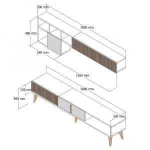 TV skrinka / Obývacia stena Milan TV - Walnut, White